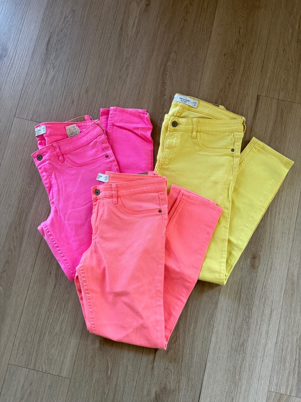 Bundle of A&F Women's Jeans - Pink, Coral, Yellow